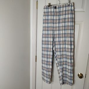 Women's Plaid Pants - Blue and Brown